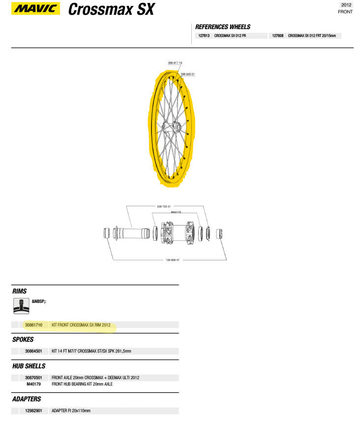 Mavic Crossmax SX Disc 26" FRONT Rim 2012+ | 30861710