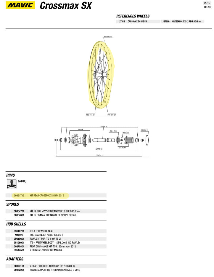 Mavic Crossmax SX Disc REAR Rim 2012+ | 30861713