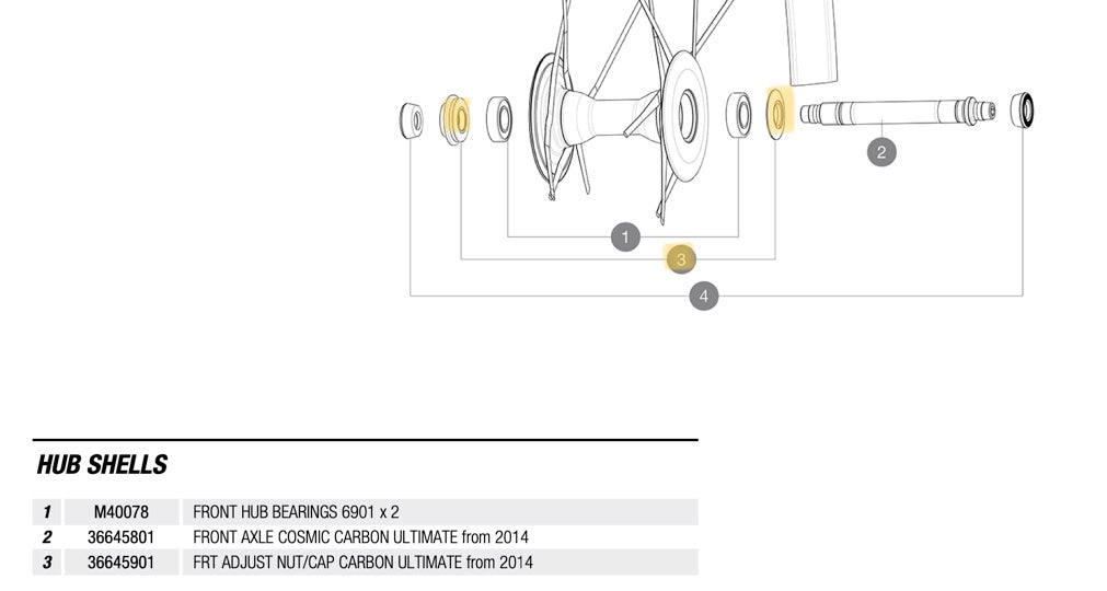 Mavic Adjusting Nut and Cap Cosmic Carbone Ultimate Front Hub - 36645901
