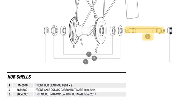 Mavic Front Axle Cosmic Carbone Ultimate- 36645801