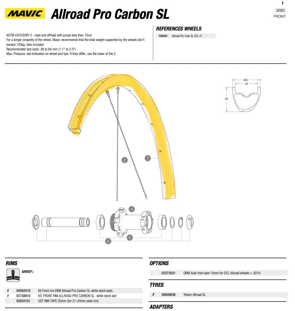 Mavic Allroad Pro Carbon SL Disc Rim Rear (2020+) - V4094513
