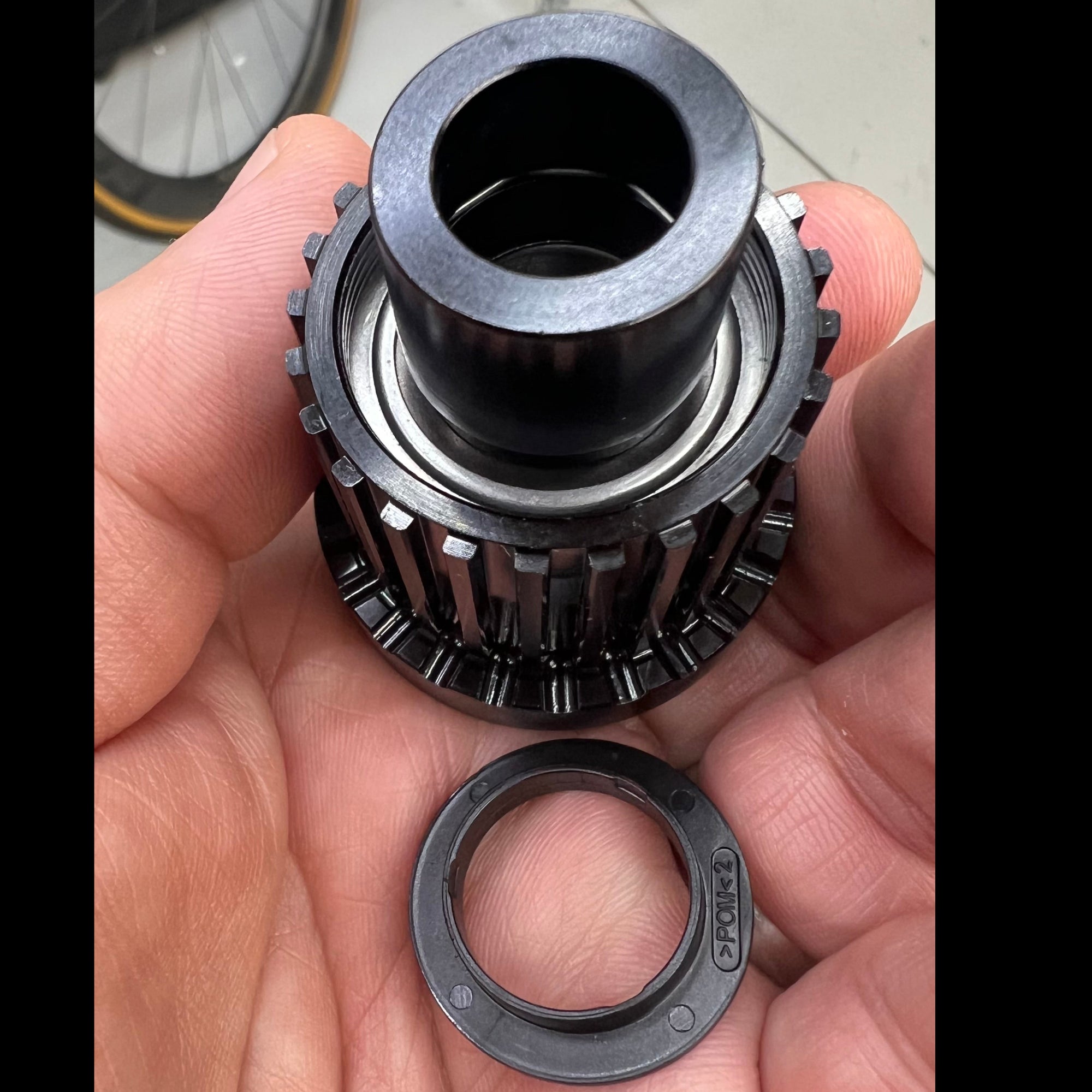 Mavic V2510701 Rear hub adapter showing removable flange removed with MS freehub body fitment